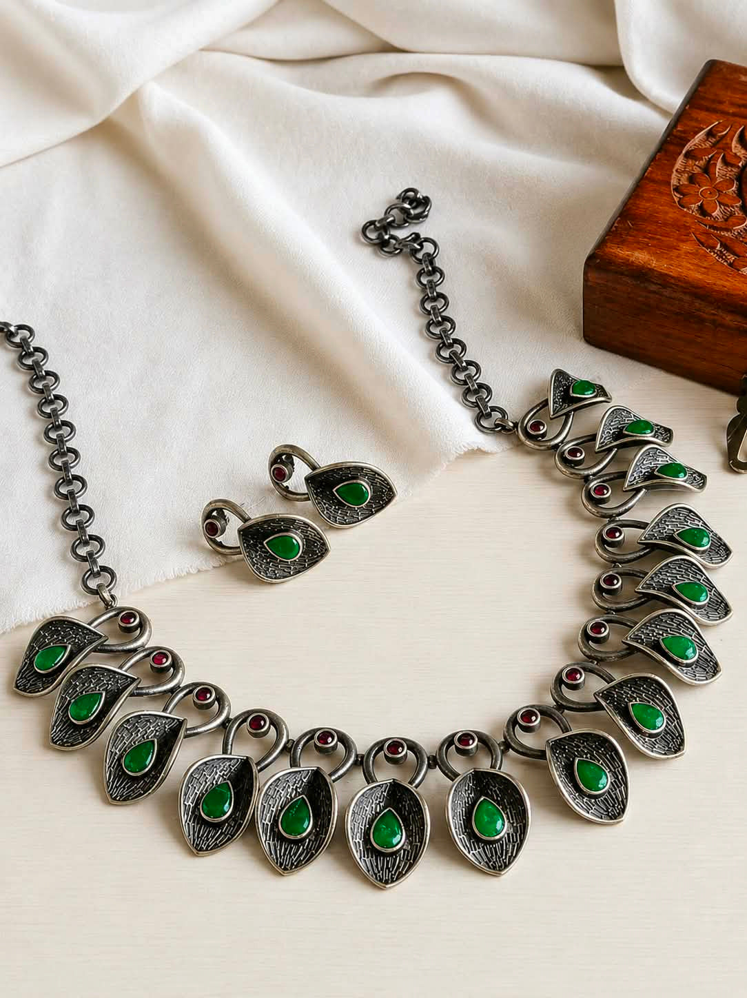 Antique Oxidised Silver Statement Necklace | AMOLA