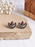 Half Moon Oxidised Studs | AMOLA