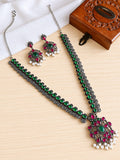 Ruby Long Oxidized Necklace | AMOLA