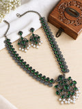 Ruby Long Oxidized Necklace | AMOLA