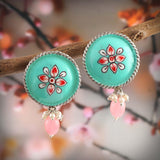 Brass Hand - Painted Oxidised Earrings Studs | Sarichka - Sarichka FashionSarichka Fashion