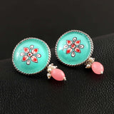 Brass Hand - Painted Oxidised Earrings Studs | Sarichka - Sarichka FashionSarichka Fashion
