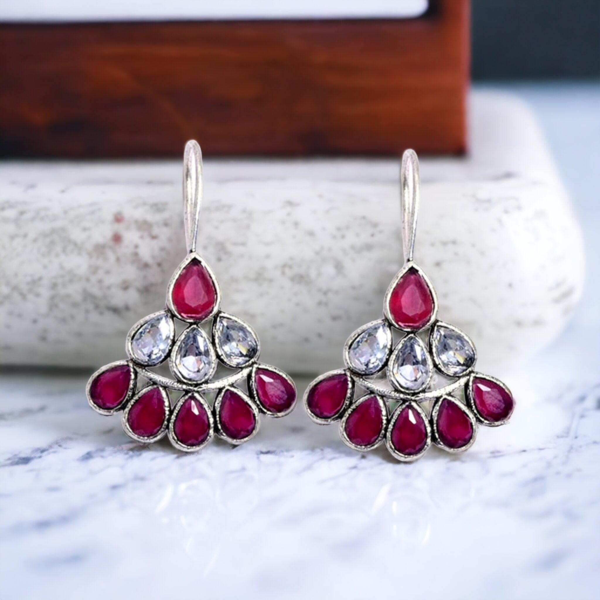 Dew Drop daily wear Oxidised Earrings | Sarichka - Sarichka FashionSarichka Fashion