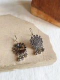 Floral Oxidized Silver Hook Drop Earrings | AMOLA