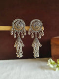 Floral Chain Oxidized Jhumka Dangler Earrings | AMOLA