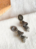 Stone Studded Oxidized Jhumka Earrings | AMOLA