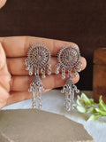 Floral Chain Oxidized Jhumka Dangler Earrings | AMOLA
