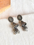 Stone Studded Oxidized Jhumka Earrings | AMOLA