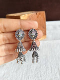 Stone Studded Oxidized Jhumka Earrings | AMOLA