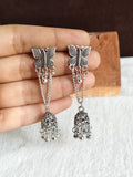 Butterfly Oxidized Silver Jhumka Earrings | AMOLA
