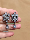 Oxidized Silver Oval Gemstone Stud Earrings | Sarichka